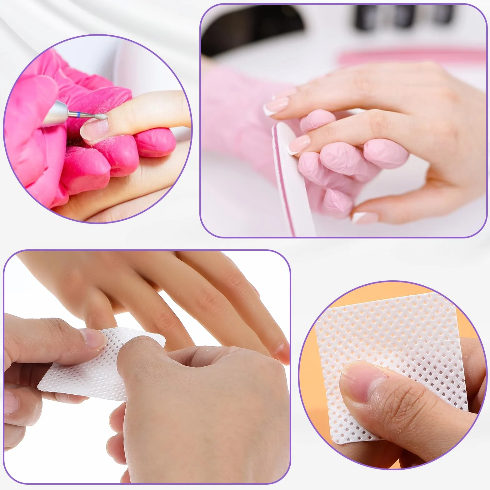 Lot de 1000 cotons en cellulose non pelucheux pour ongles en gel et acrylique