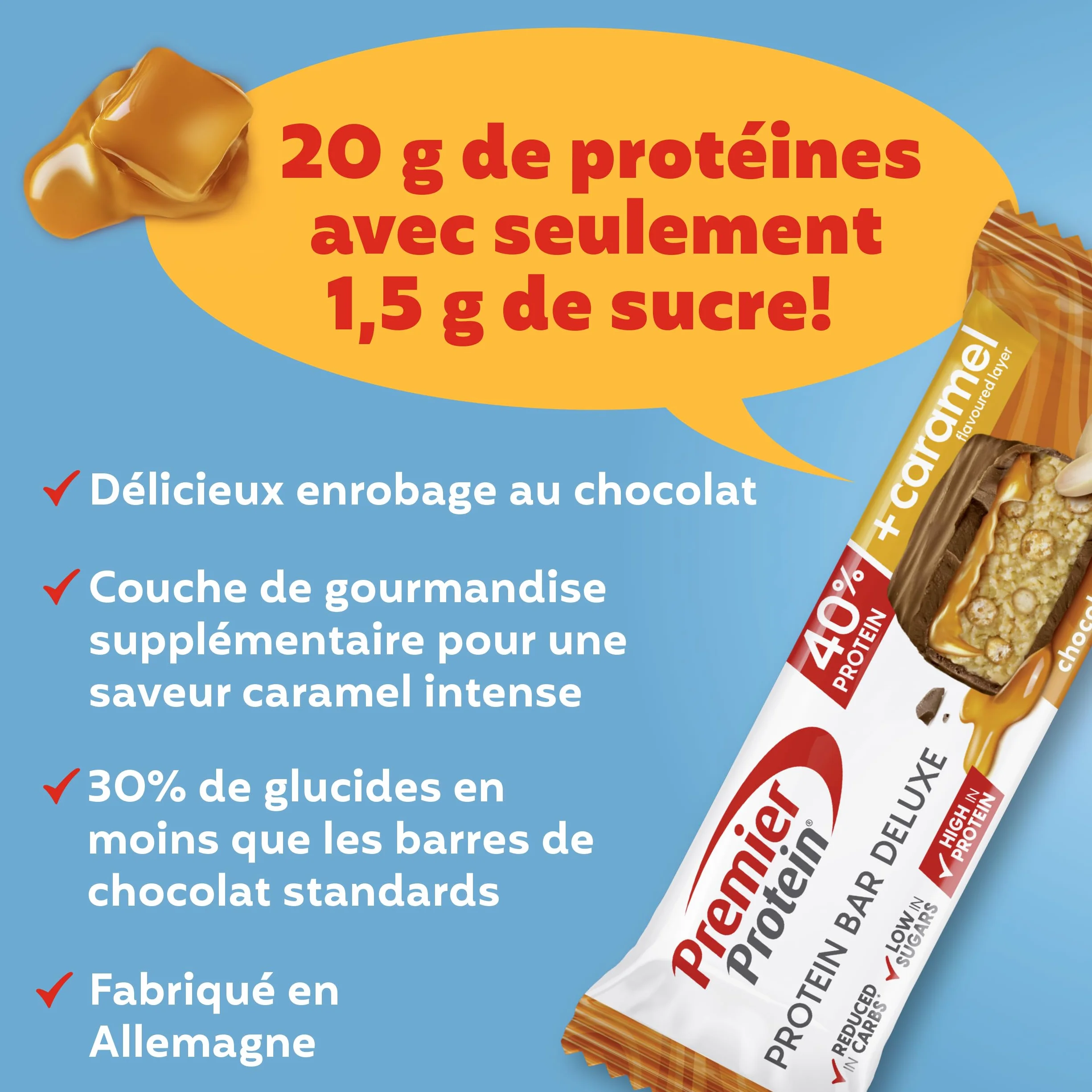 Premier Protein Bar Deluxe Chocolate Peanut Butter 12x50g High Protein Low Sugar