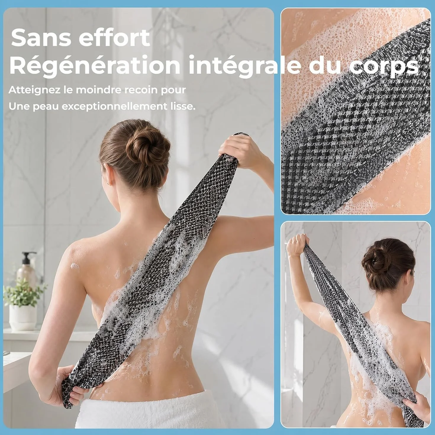 Ecovia Serviette Exfoliante Douche – Exfoliation Douce, Séchage Rapide, Usage Quotidien