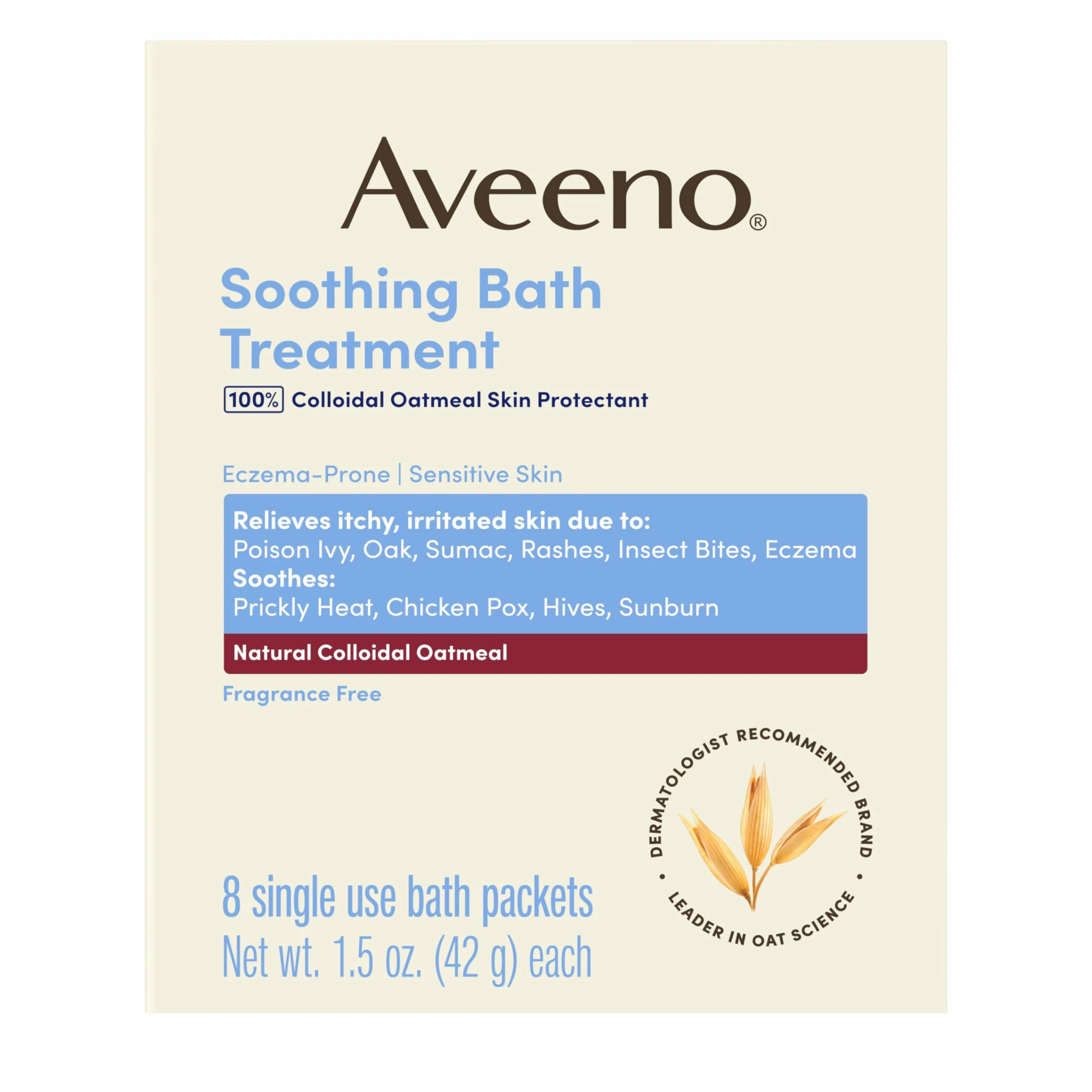 Aveeno Fragrance Free Soothing Bath Treatment 8-Count