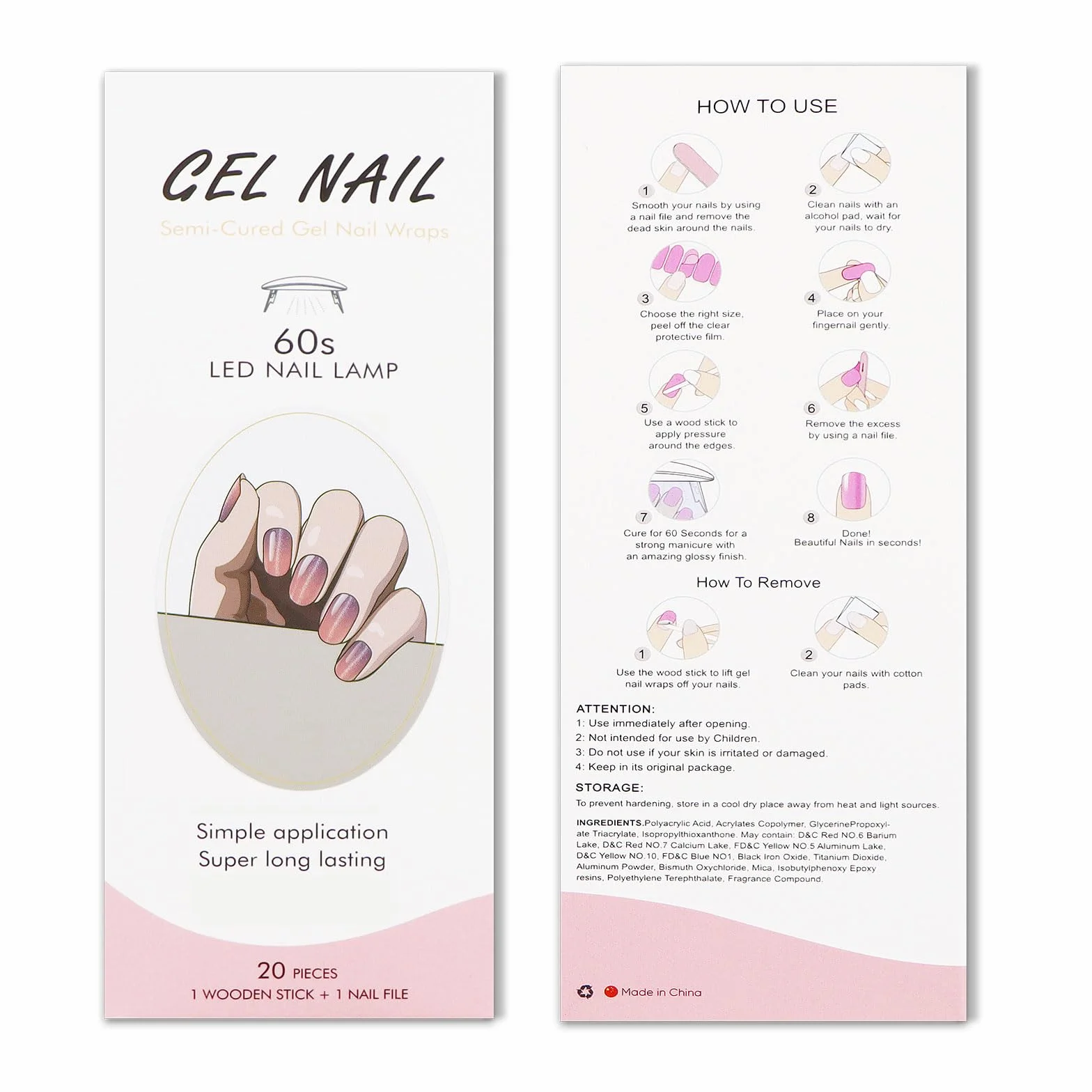 Autocollant Ongles Gel UV Œil de Chat Nail Art Stickers Semi-durci Manucure
