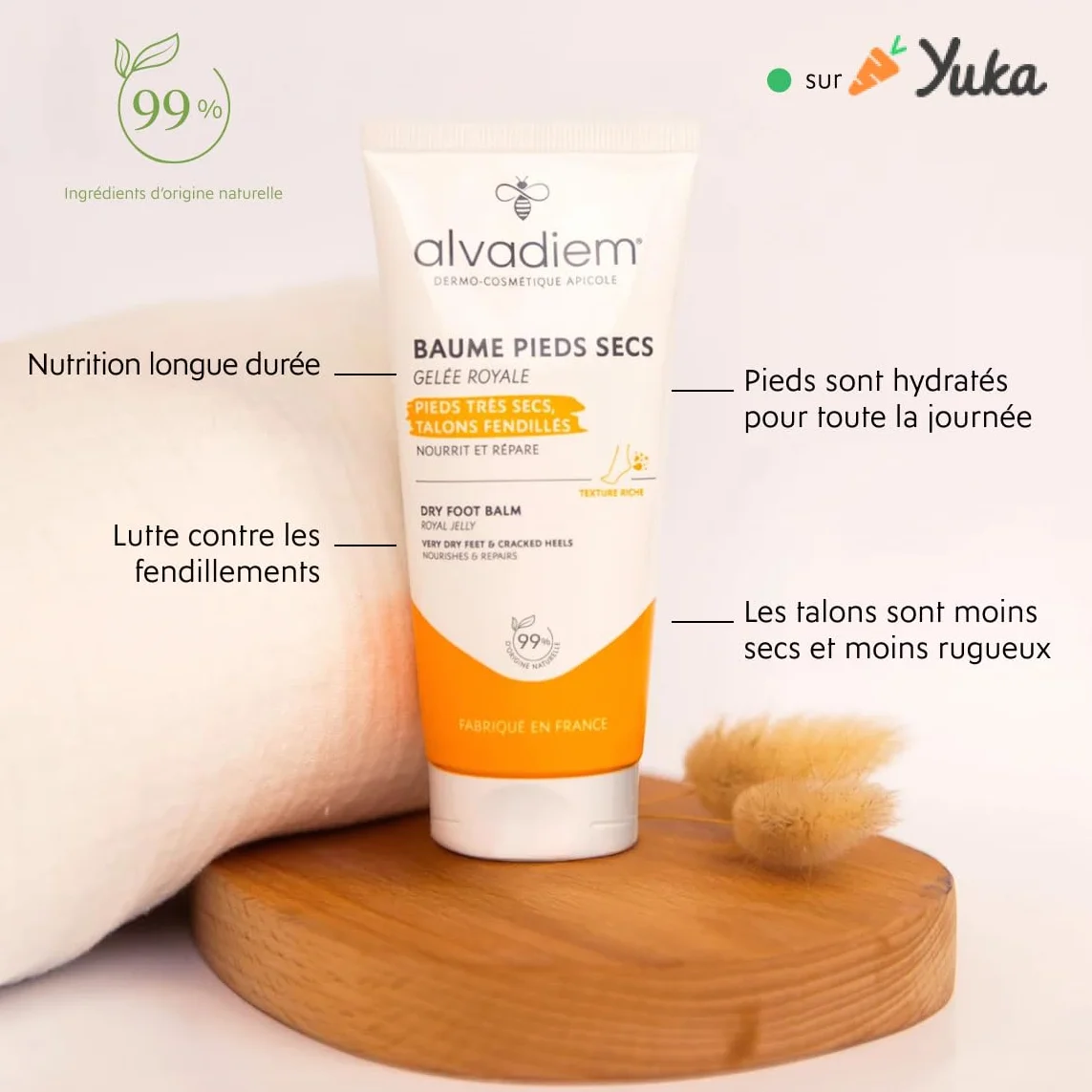 Alvadiem Baume Pieds Secs Réparatrice 150ml Huile d'Olive Vierge Vitamine E Made in France