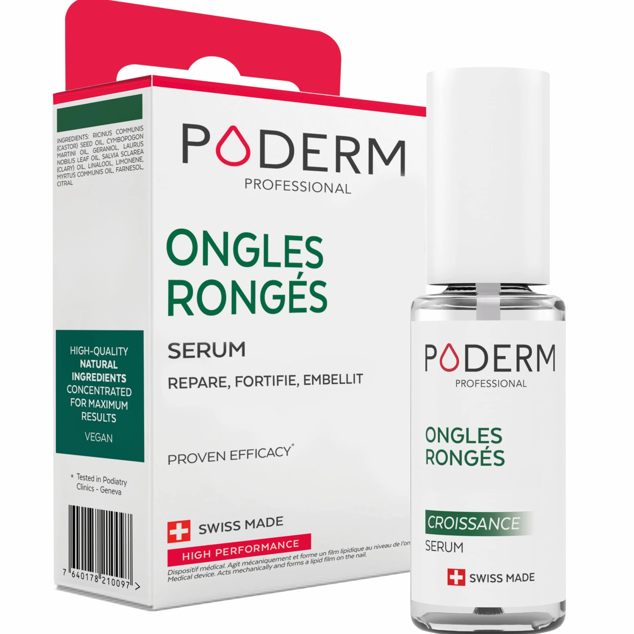 PODERM - ONGLE RONGÉ SOIN CROISSANCE BIO | Aux plantes fortifiante et stimulante de la pousse | Adultes et Enfants | Soin professionnel pied/main | Facile & rapide | Swiss Made