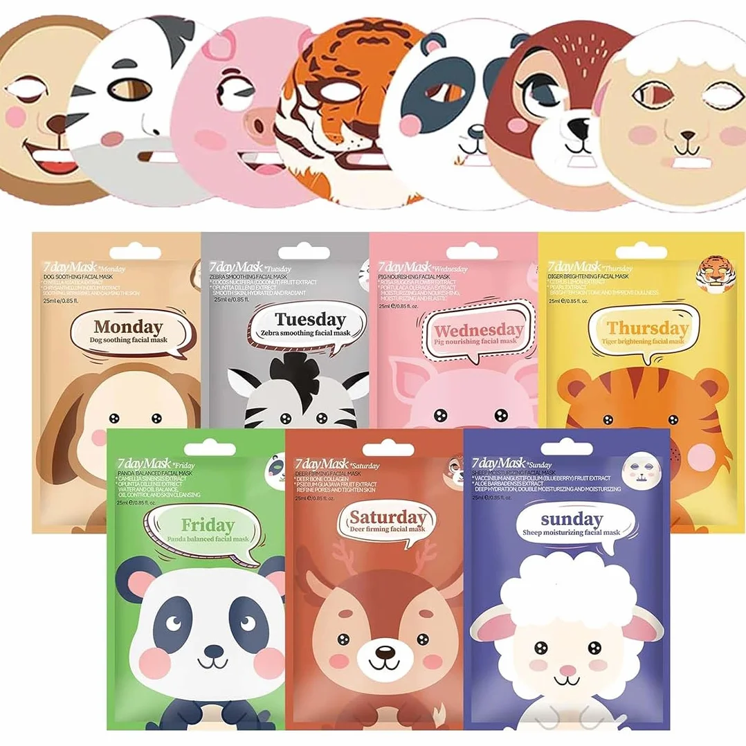Masque Tissu Visage 7 Pièces Imprimé Animalier Enfant Femme
