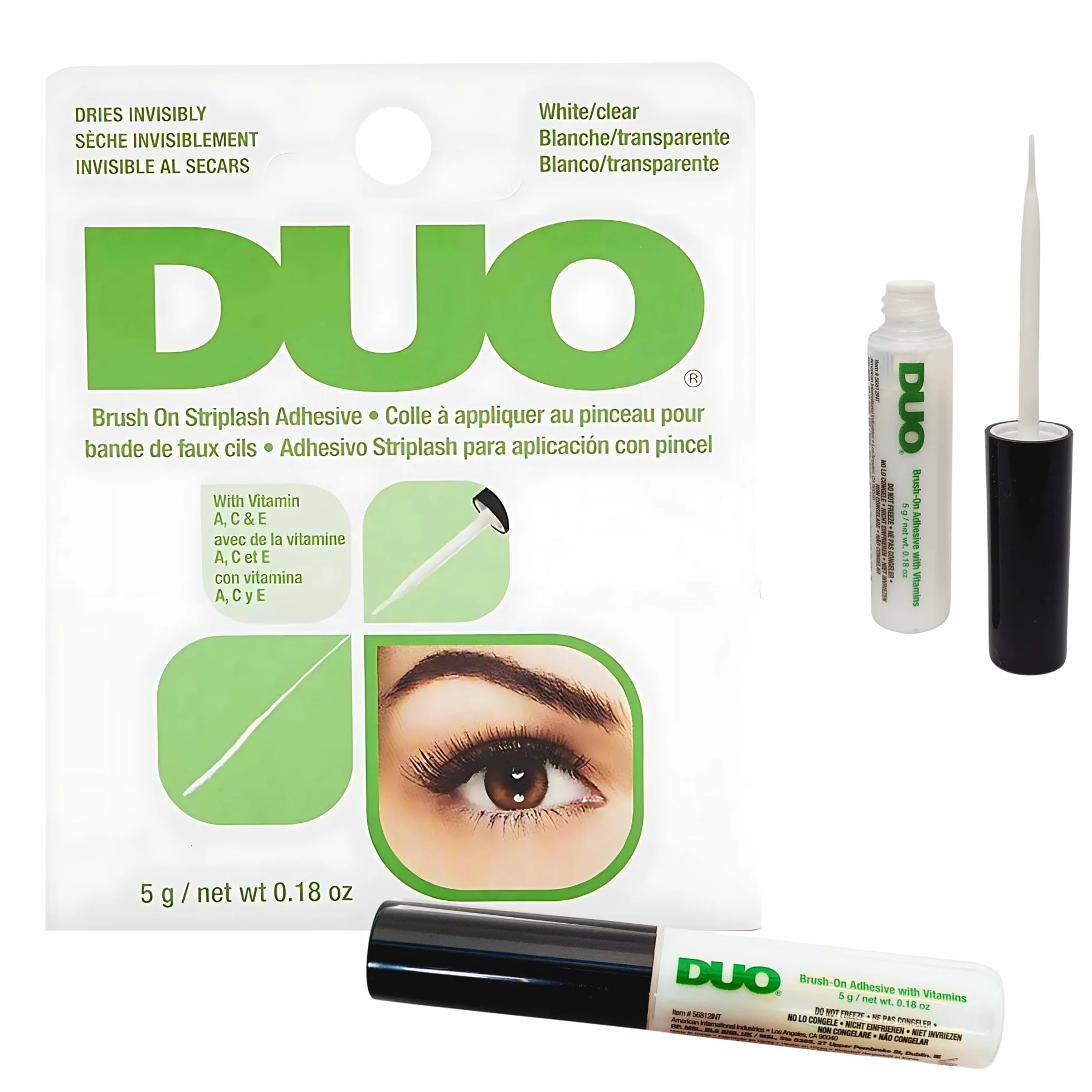 Colle DUO résistante à l'eau pour cils et sourcils, vegan (1 duo green)