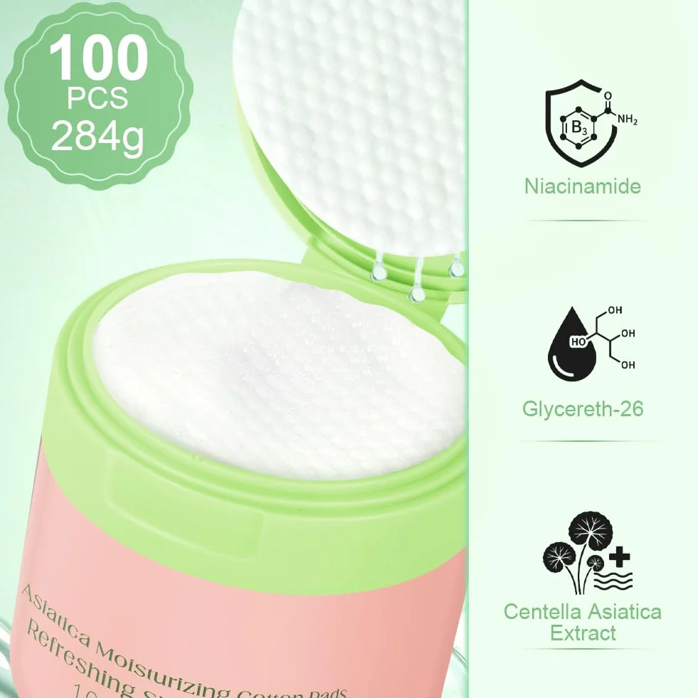 LOPHE Toner Pads Centella 100 pièces, Tampons Exfoliants Niacinamide, Correcteur Taches Sombres