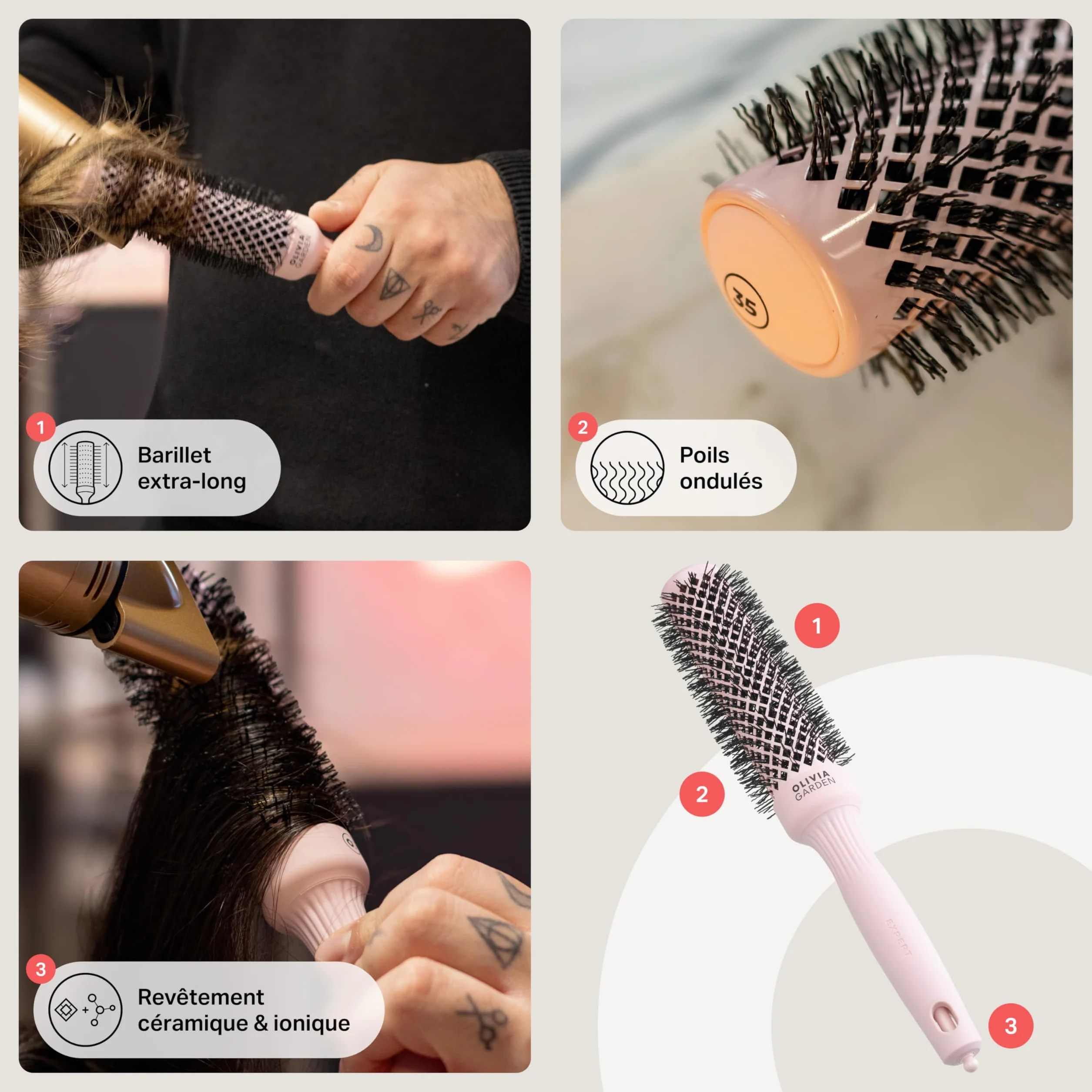 Olivia Garden Expert Blowout Speed Brosse Ronde Céramique Barrilet Extra Long