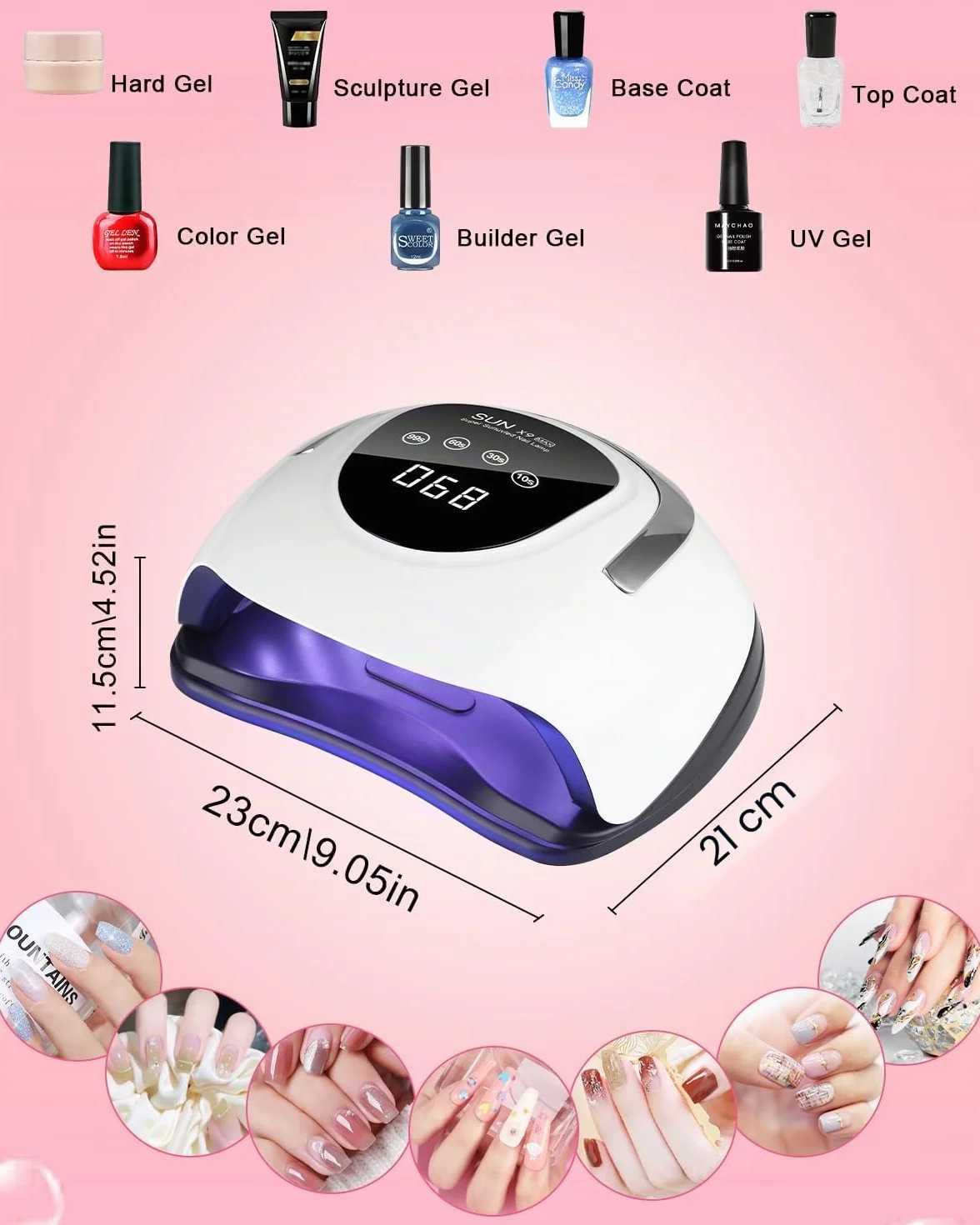 220W Lampe UV Ongles Gel, 10/30/60/99S Minuteries Lampe UV Vernis Semi Permanent, Portable Lampe LED Ongle avec Capteur Automatique, Professionnel Lampe UV Ongles Gel Pose pour Toutes Les Gels