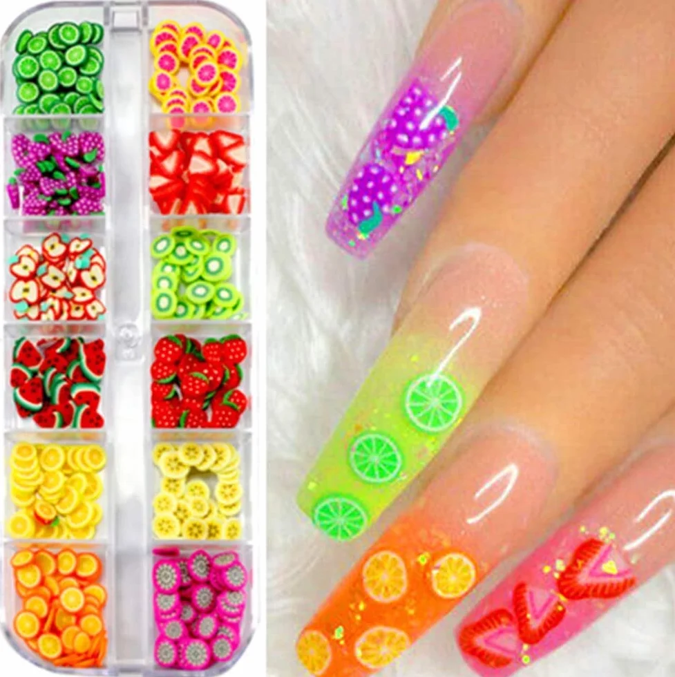 Nail Art 3D Fruit Boîte, BetterJonny Polymère Tranches Fruits en Pâte pour DIY Décoration Ongle