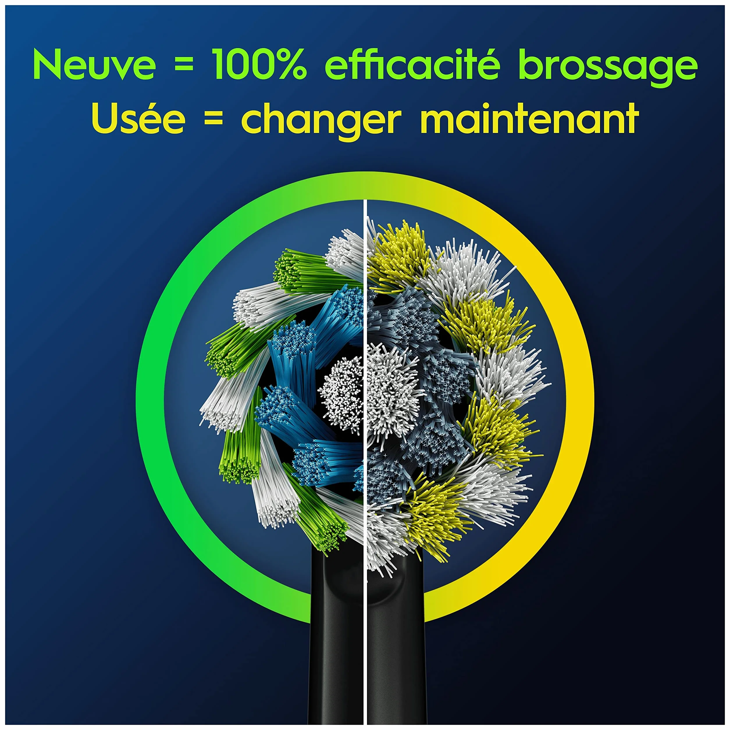 Oral-B Cross Action Brossettes de Rechange Lot de 4 Noires Recharges Brosse à Dents Électrique