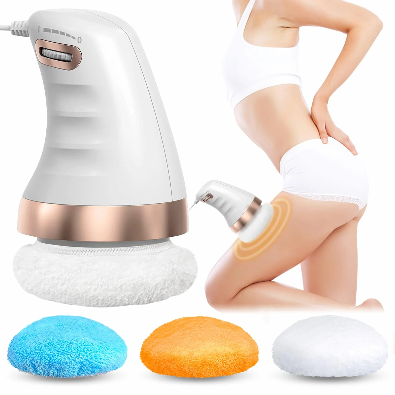 GBKDQQ Appareil de massage électrique anti-cellulite avec 3 couleurs - Tête en tissu interchangeable pour le ventre, les jambes - Pour raffermissement, levage et lissage de