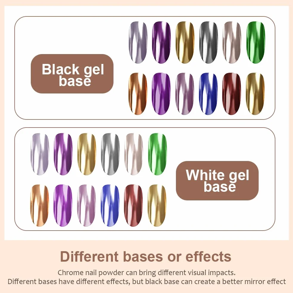 LOPHE Lot de 12 pots poudre à ongles effet miroir métallique brillant avec 12 bâtons ombres à paupières poudre pigmentée