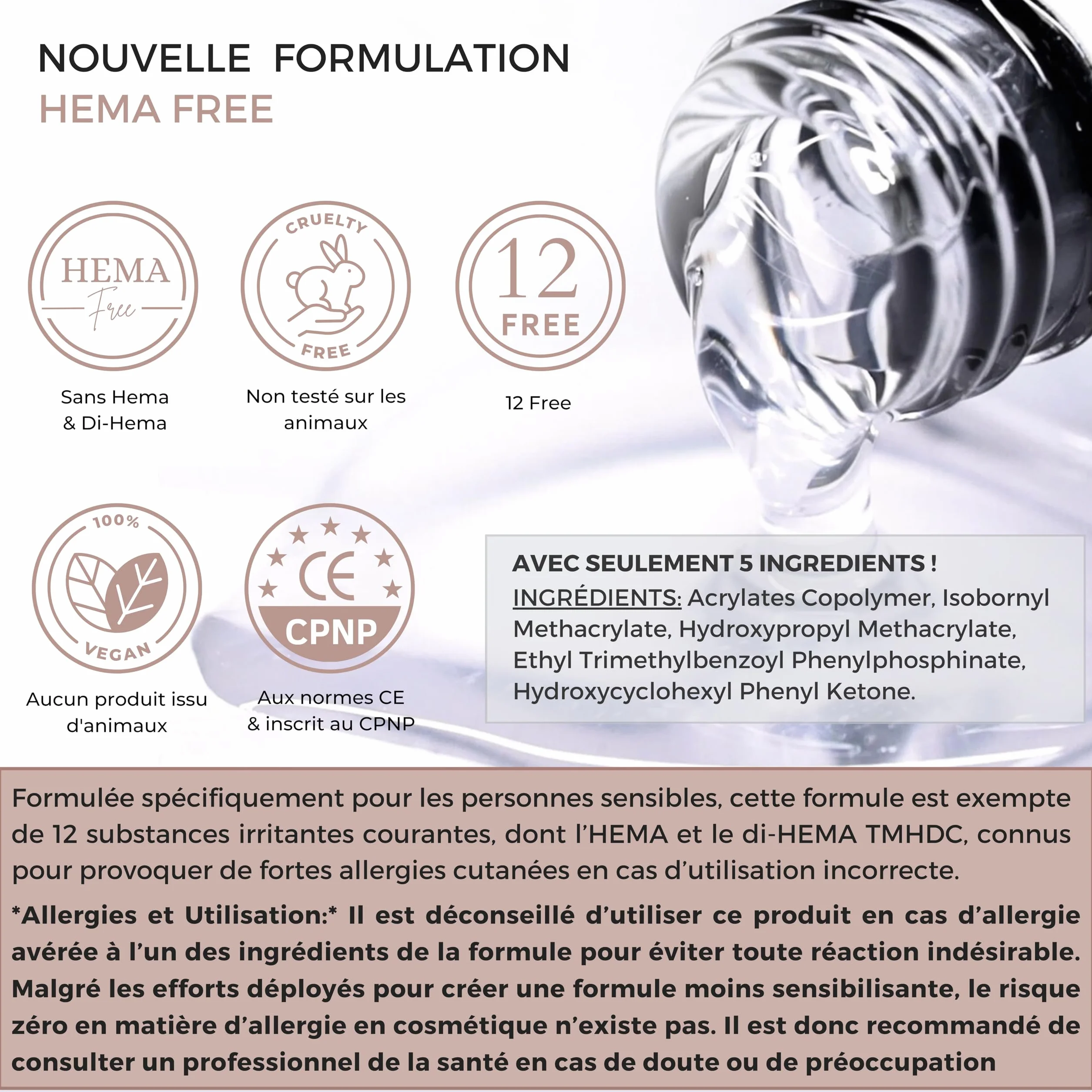 Passio’Nails Rubber Base HEMA-free 12-free Gel UV LED Multifonction 5 en 1 15ml