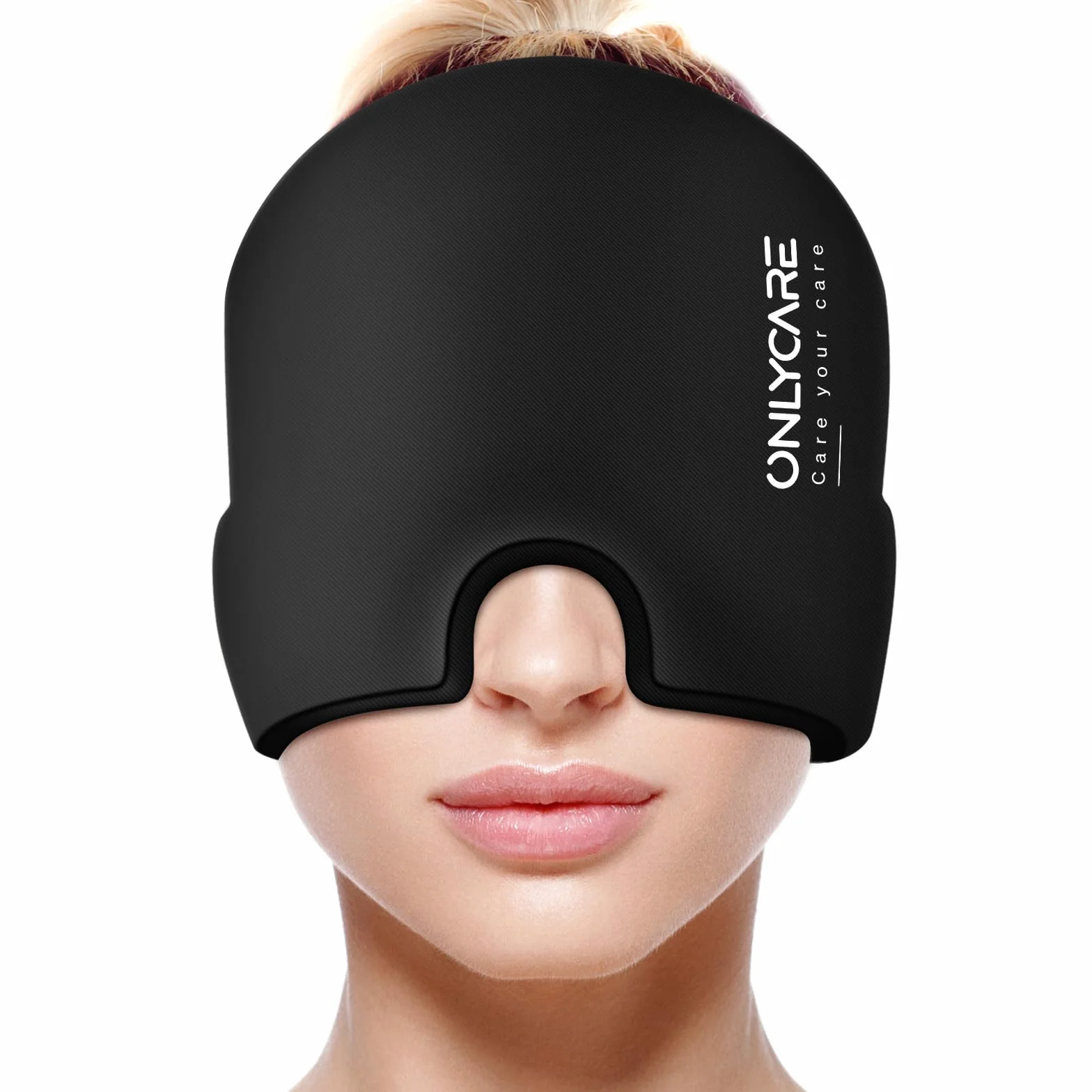 ONLYCARE Masque Migraine Cap Bonnet Poche de Glace en Gel Anti migraine Rafraîchissant Cold Therapy Relief