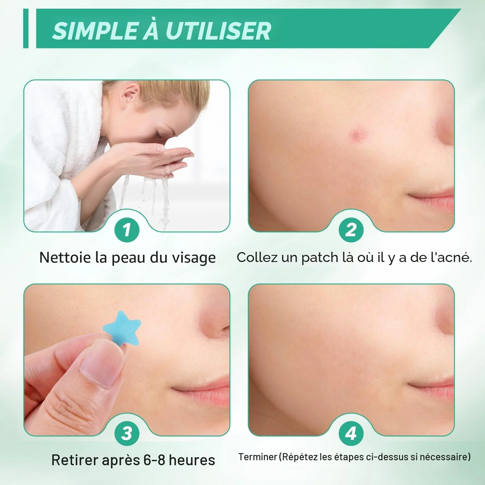 400PCS Pimple Patches Star, Hydrocolloïde Anti Bouton Patch avec Huile Tea Tree & Acide Salicylique, Acné Patches Imperméables (10/12/14 mm)