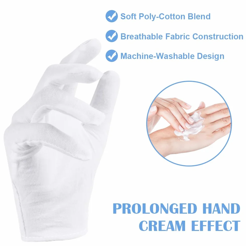Gants Hydratants Enfants 3 Paires Coton Blanc Lavables Machine Protection Eczéma Mains Sèches Traitement Spa