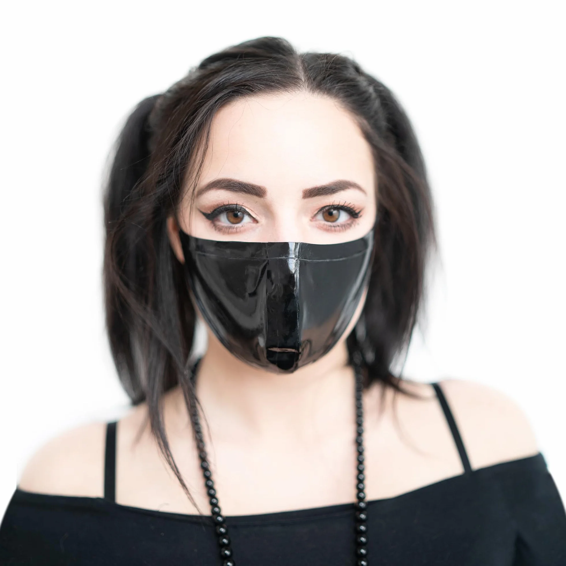 Masque facial réglable en latex noir lavable 1 pièce
