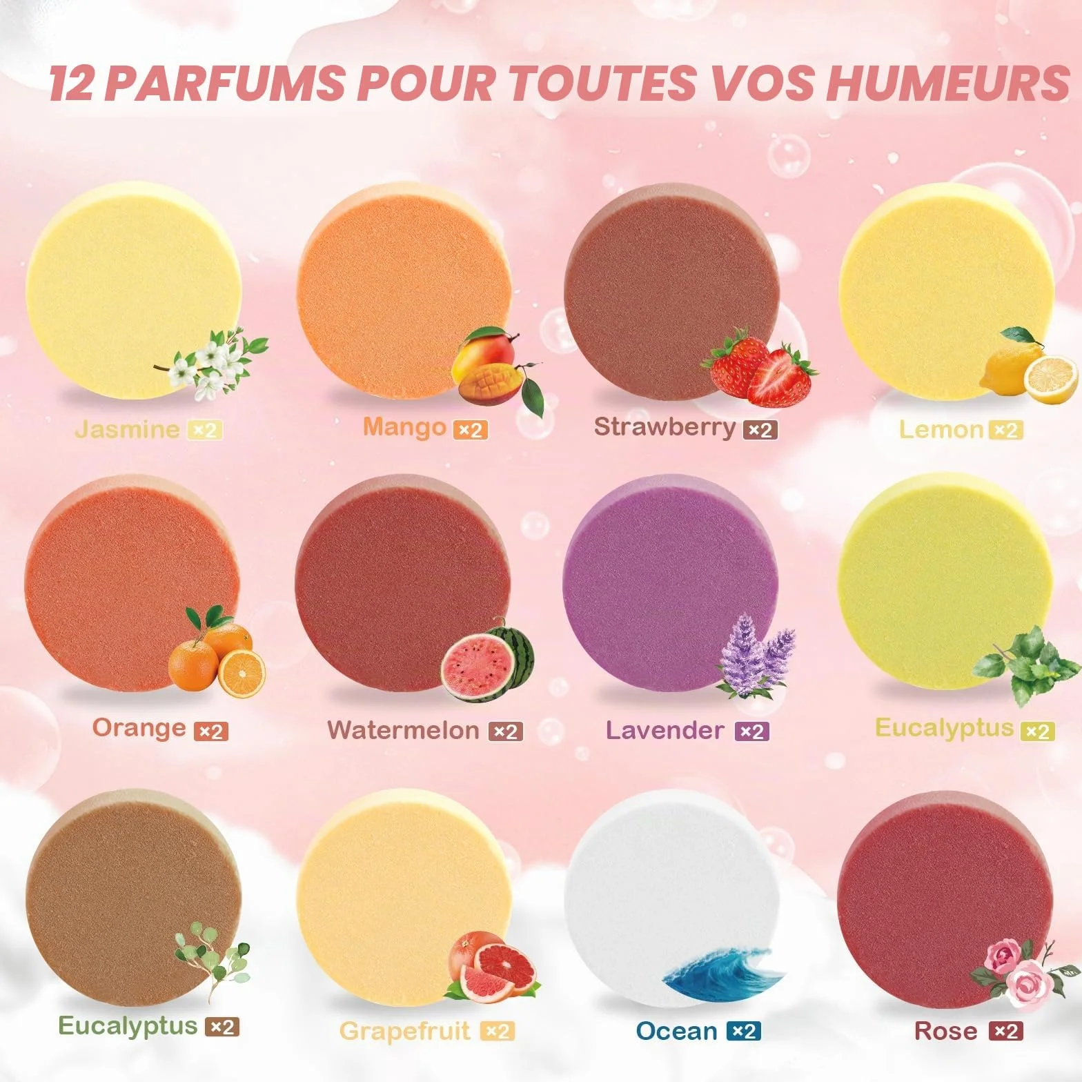 Calendrier de l'Avent 2025 Shower Steamers Aromathérapie 24 Jours Bombe de Douche Bain Femme