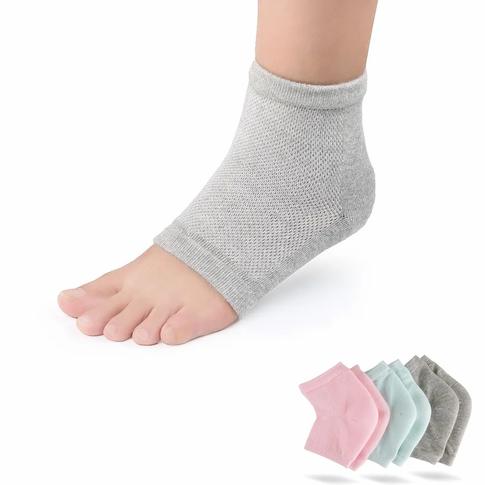 Chaussettes hydratantes à talons en gel Lot de 3 paires pour soulager les douleurs au talon Confortables douces Hommes Femmes Soins jour nuit