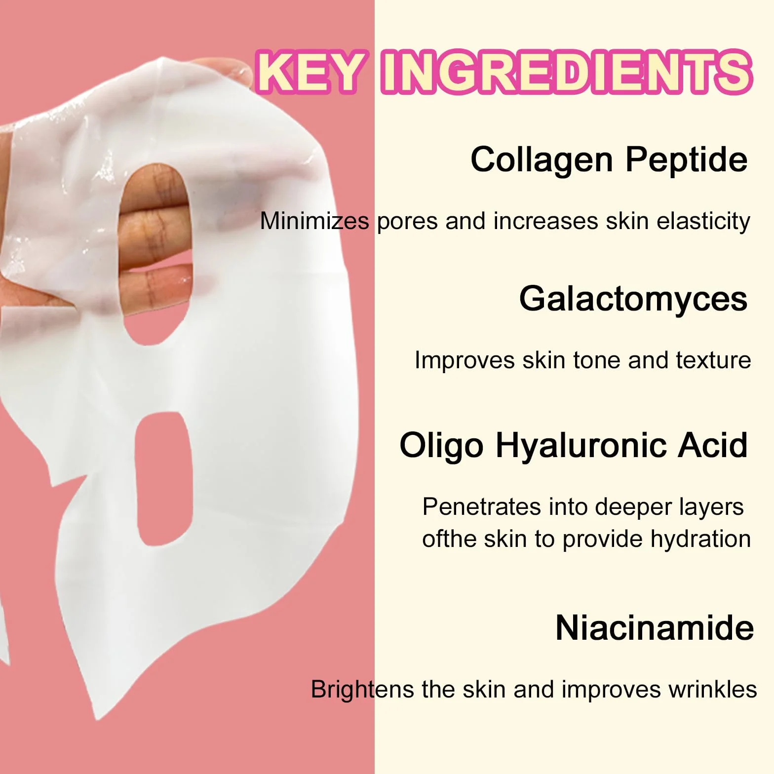 Masque Collagène Visage Bio 5 Pièces Hydratant Anti-âge Resserre les Pores