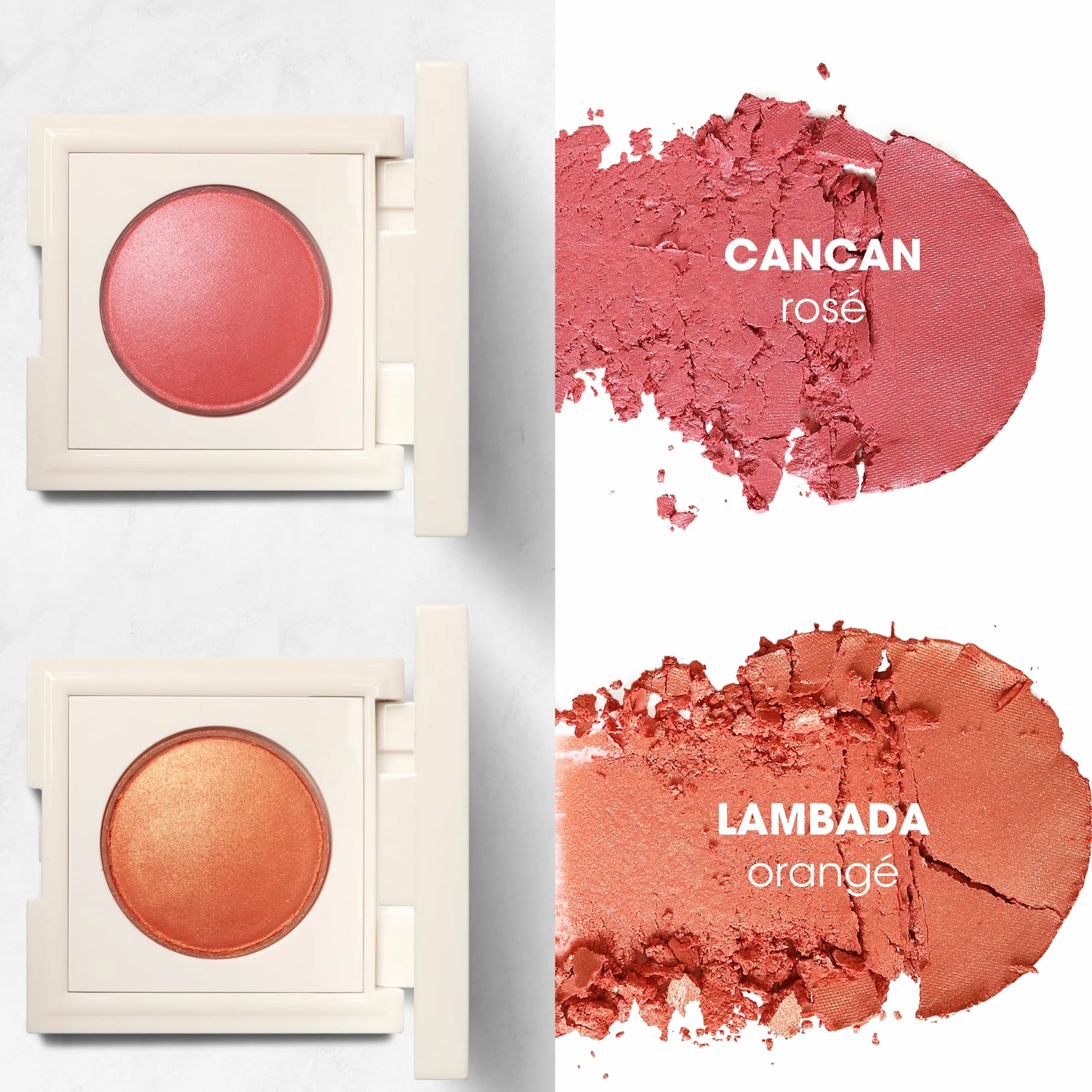 Magnifaïk - Blush - Teinte LAMBADA : orangé abricot - Texture novatrice entre crème et poudre - Résultat naturel sans démarcation - On est dans la couleur !