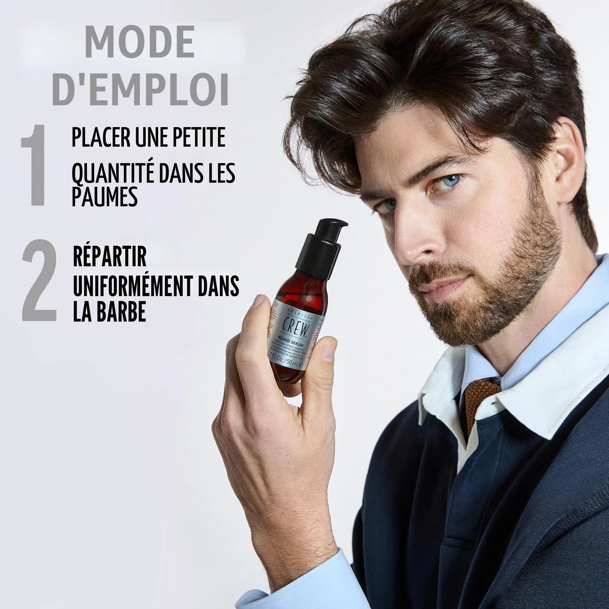 American Crew - Beard Serum - Huile Barbe Nourrissante - Soin Barbe Homme - Formule Légère et Non Grasse - Soin du Visage - Huile pour Barbe Souple et Soyeuse - 50ml