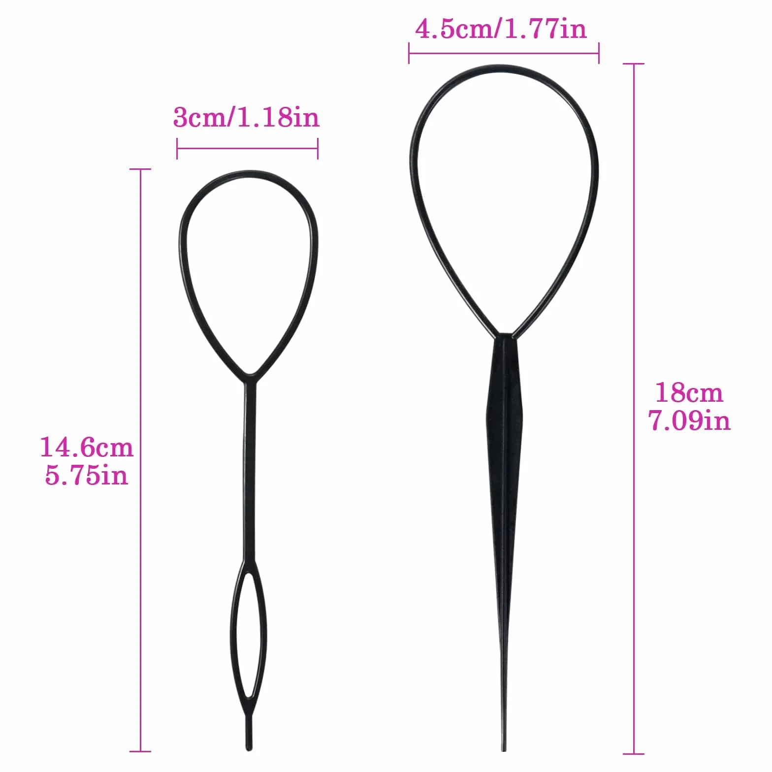 Sularpek Outil de Queue de Cheveux, 2pcs Tresse Coiffure Accessoires pour Femmes et Filles Noir