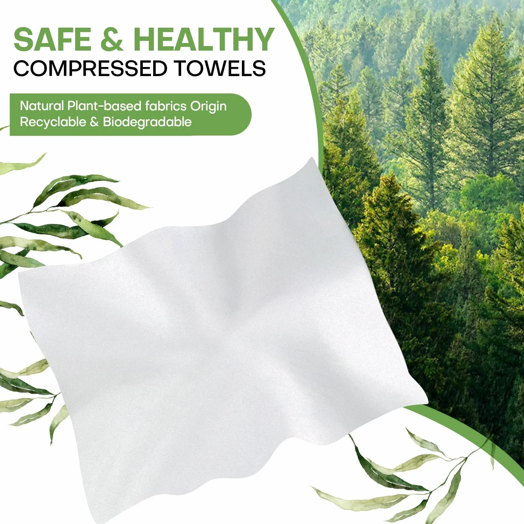 Serviettes Compressées Jetables 100Pièces, Ultra-douces Biodégradables Visage Voyage, Chiffons Nettoyage Comprimés Absorbants