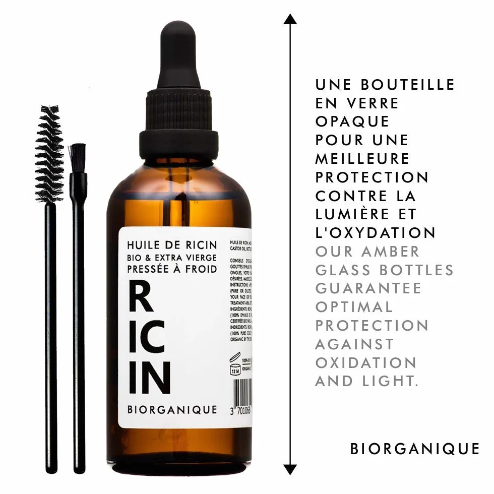 Huile de Ricin 100% Bio Pure 50 ml Soin Cheveux Cils Ongles Peau