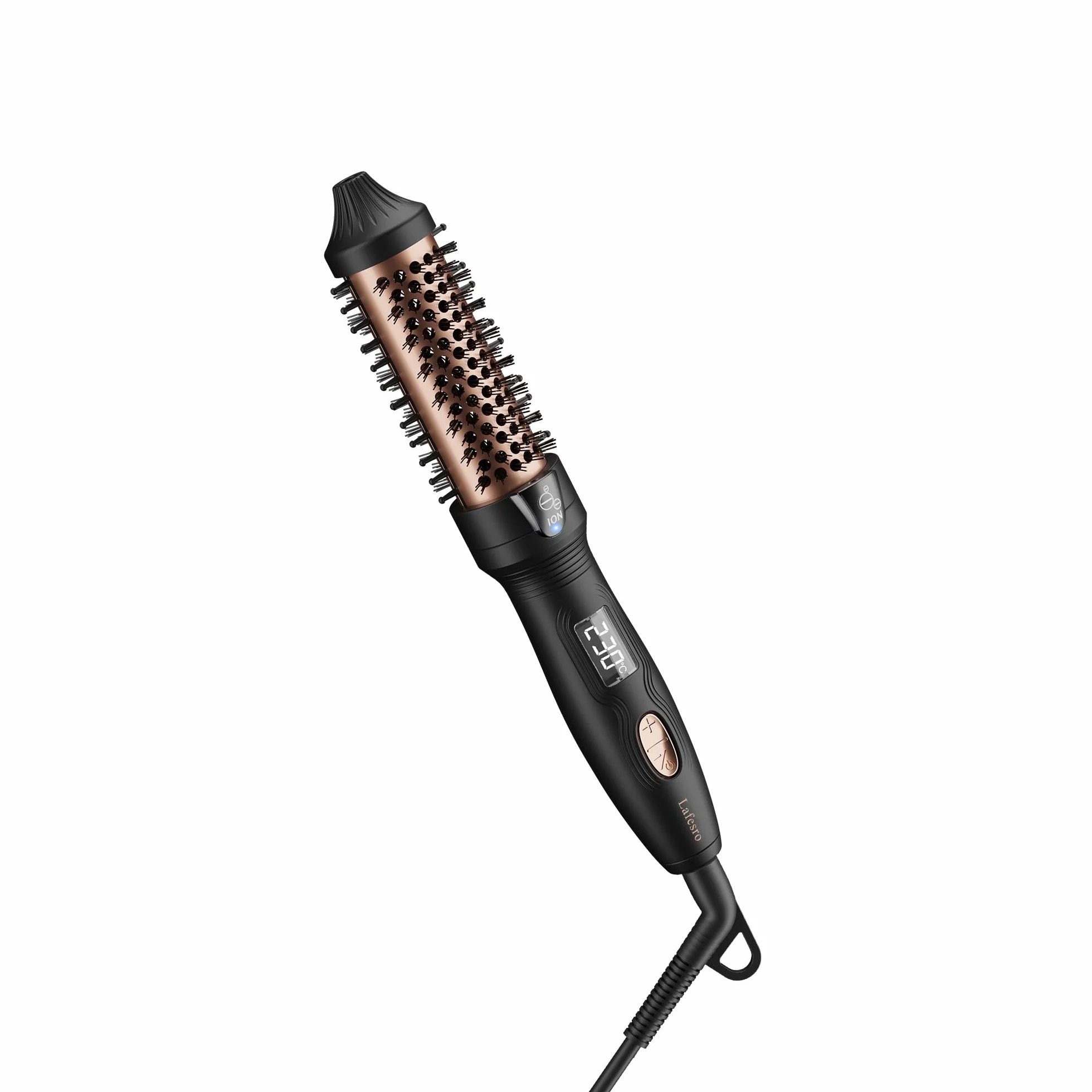 Thermal Brush, 27mm Brosse Thermique Brushing, MINI brosse chauffante, Fer à boucler ionique en tourmaline céramique pour cheveux courts à mi-longs, Température réglable, Double tension, Noir
