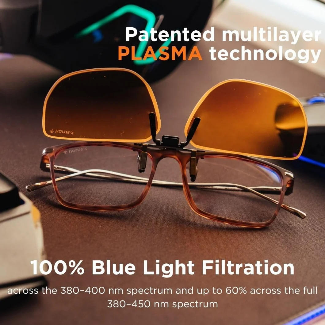 Horus X Clip-On Amber Lunettes Anti Lumière Bleue Filtre Standard Protection Ecrans
