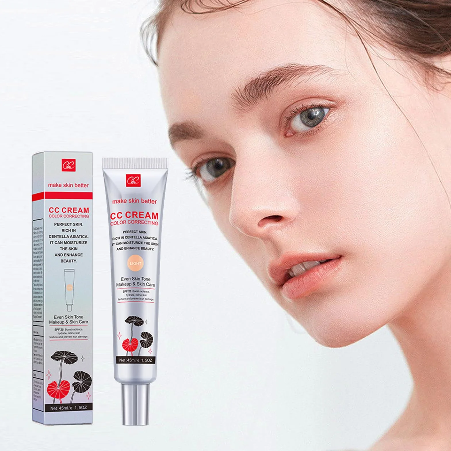 CC Crème Centella Asiatica Anti-Rougeur SPF 25 Couverture Naturelle Longue Tenue (Claire)