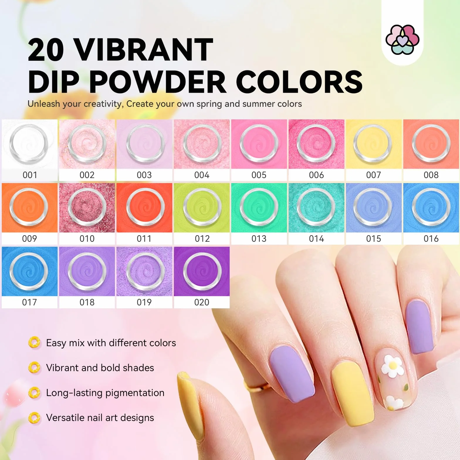 Saviland 29PCS Dipping Powder Kit Complete, 20 Couleur Trempage Manucure avec Activateur, Base & Top Coat