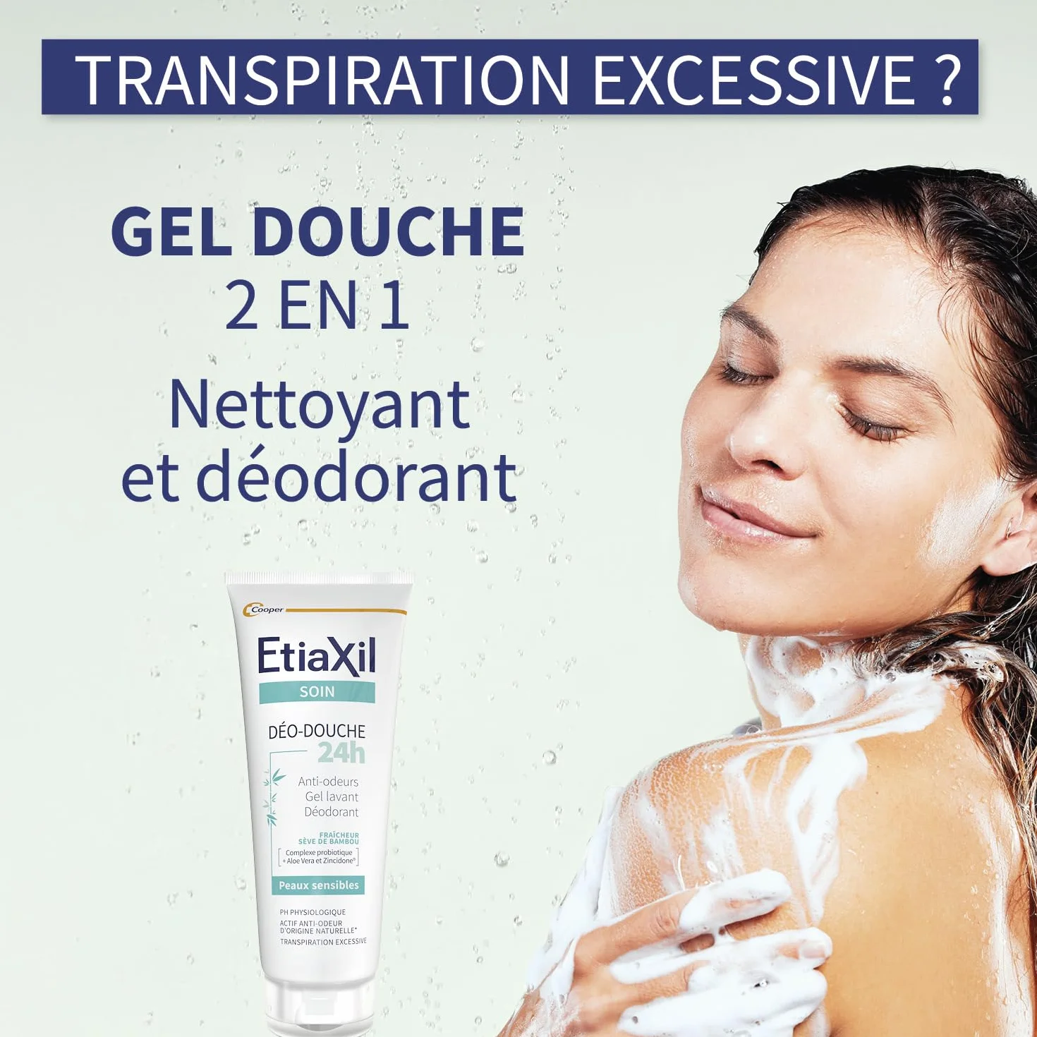 ETIAXIL Déo-Douche Gel Douche Transpiration Excessive Corps Peaux Sensibles 200 ml