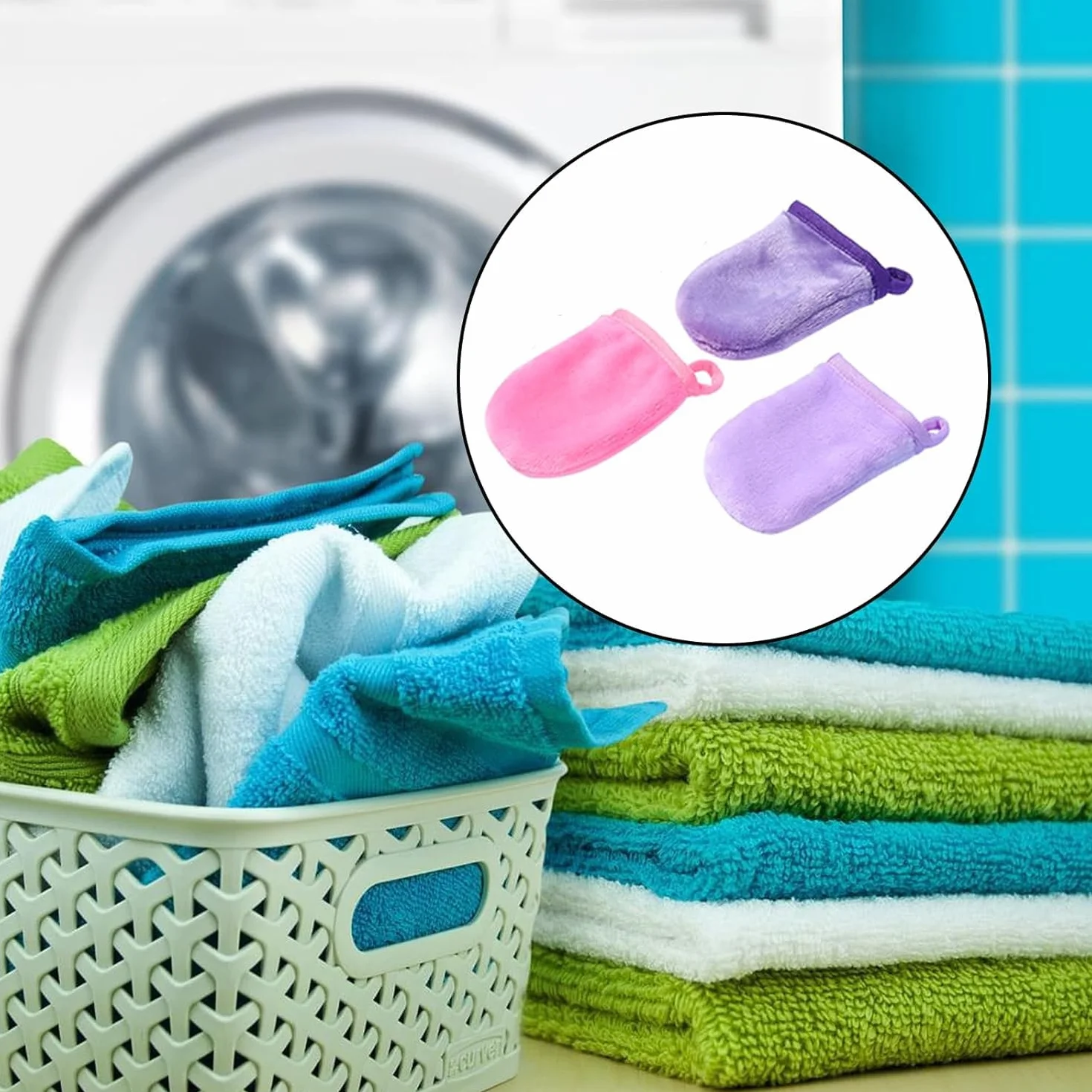 Gant Démaquillant Lavable Microfibre 12 PCS, Lingettes Réutilisables Ultra-Doux, Éponge Visage