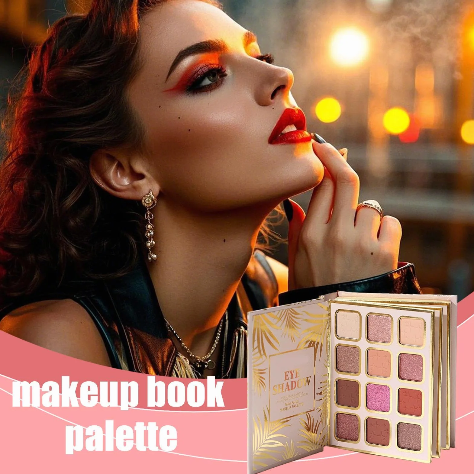 Palette De Maquillage Livre - 12 Couleurs À Paupières,À Paupières Nacrée Style Livre Avec 4 Fard À Joues Et 4 Brillant À Lèvres | Pour Femmes, Filles, Beauté, Fête,