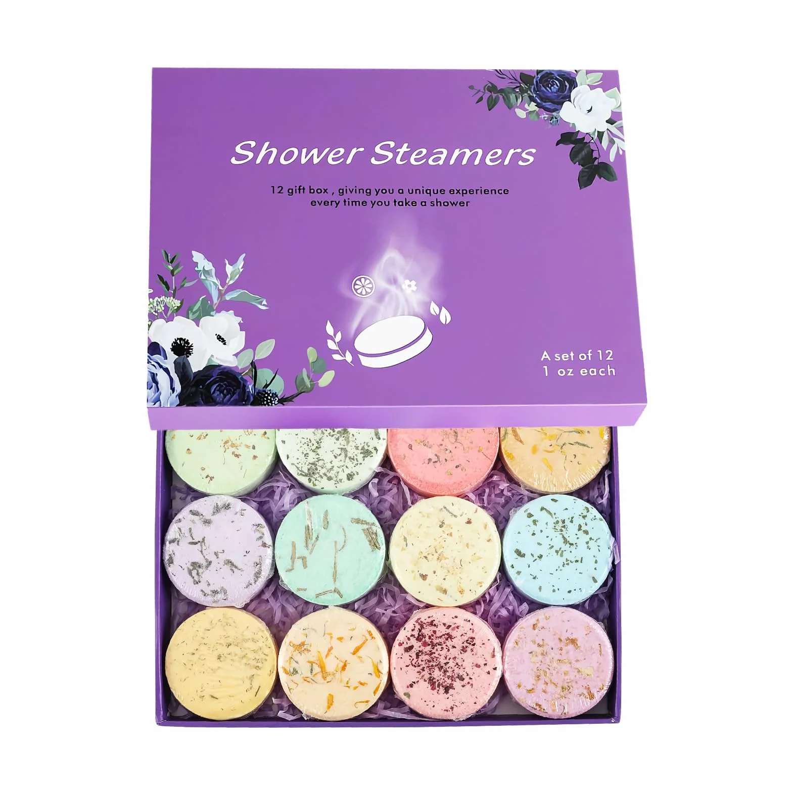 Lot de 12 bombes de bain pour douche, aromathérapie, 4,8 cm, pour relaxation, spa, salle de bain, maison, soulagement du stress, aromathérapie, coffret cadeau de douche