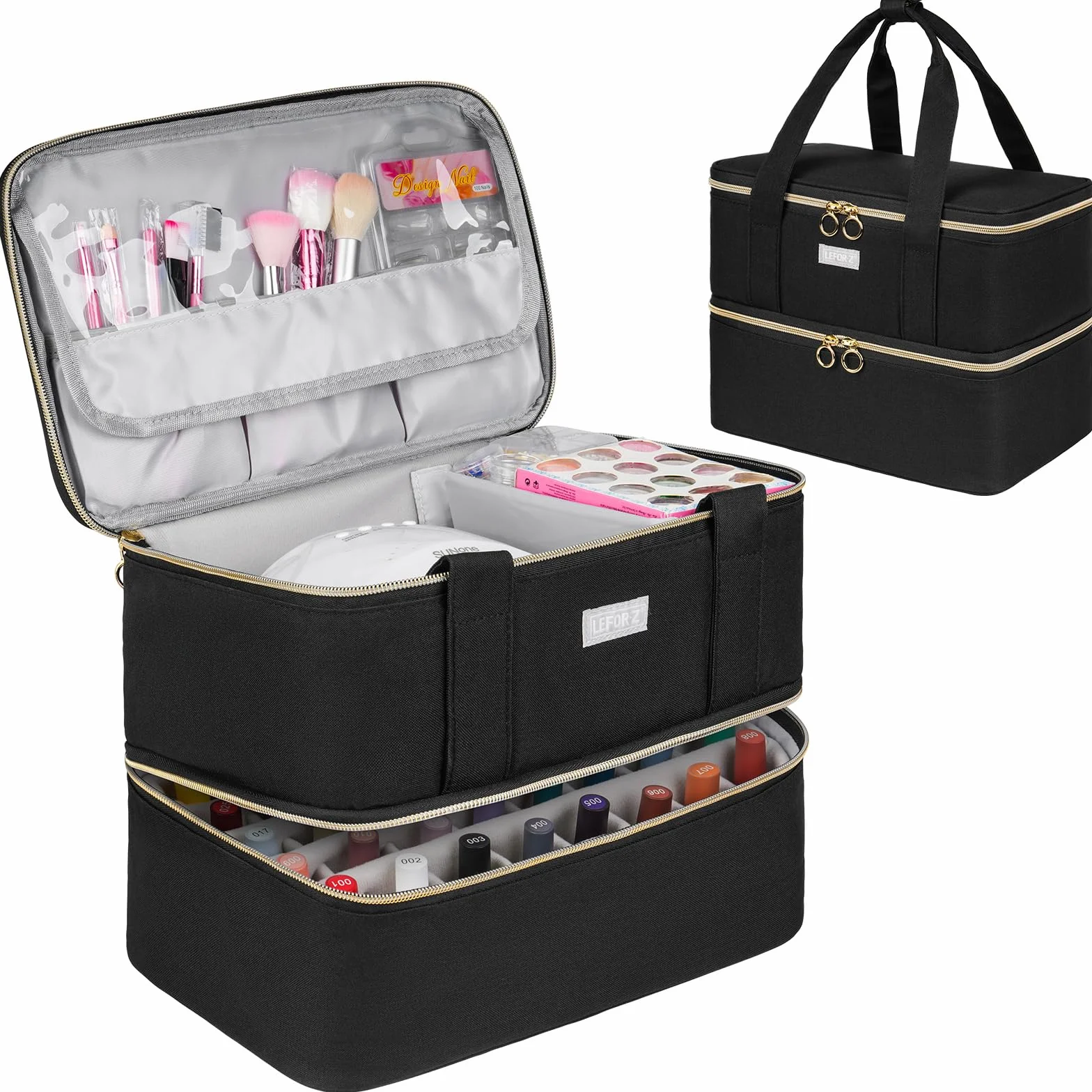 Sac Rangement Vernis à Ongles Boite Organisateur 40 Bouteilles 15 ML Noir