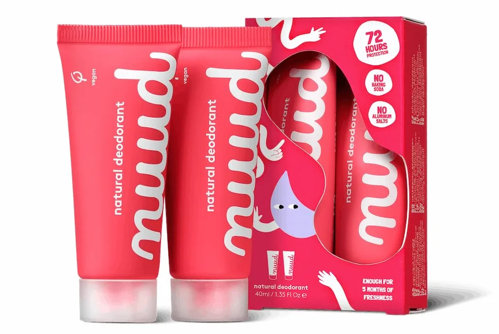 nuud Smarter Pack | Nouvelle crème | 2 x 20 ml | Naturel, déodorant crème végétalienne, efficace pendant 3 jours, sans parfum, aluminium et alcool, femmes et hommes, dure 4 à 5 mois