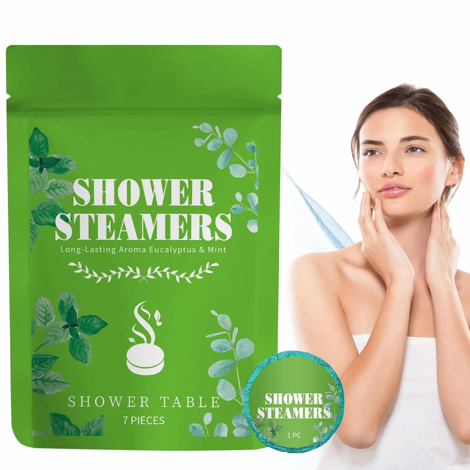 JHHskeostop Lot de 7 défroisseurs vapeur à la menthe, tablettes d'aromathérapie pour homme et femme, soin personnel et relaxation, tablettes vapeur pour soulager le stress