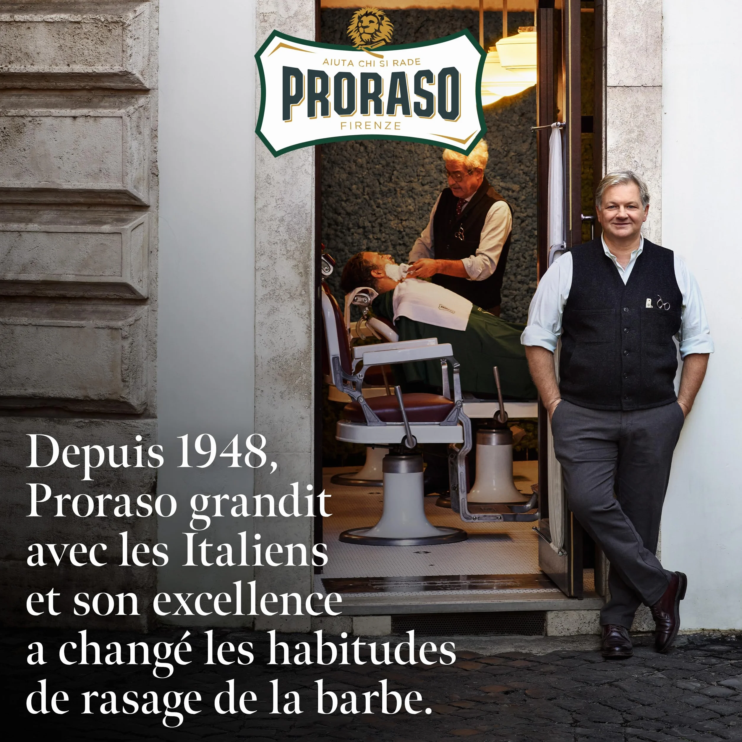 Proraso Savon à raser peaux sensibles 150 ml – Soin visage homme anti-irritations au thé vert et extrait d'avoine