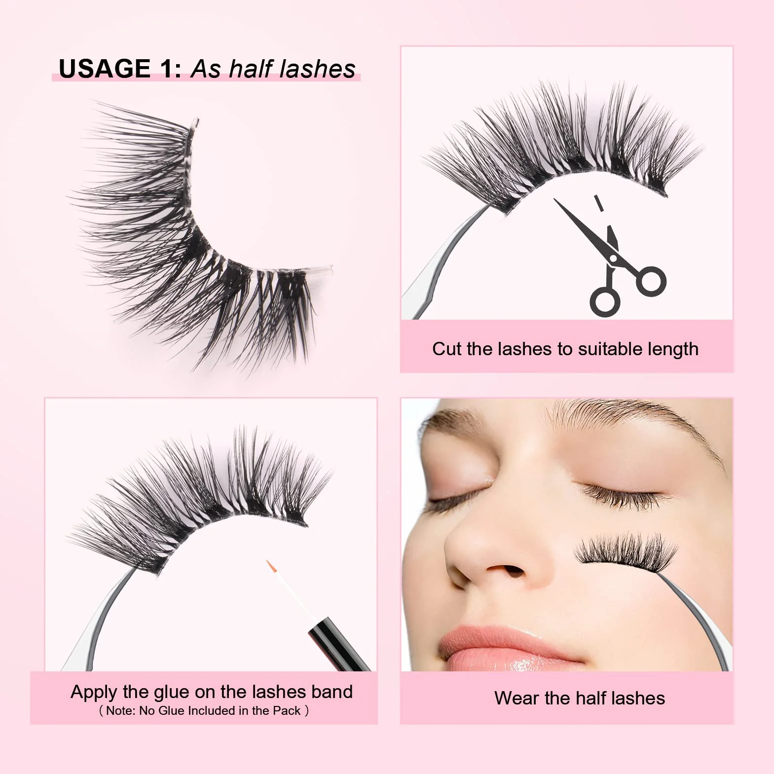 Demi Faux Cils Bande Transparente 3D Naturel 10 Paires Cat Eye Half Lashes Coin Cils Oeil de Chat