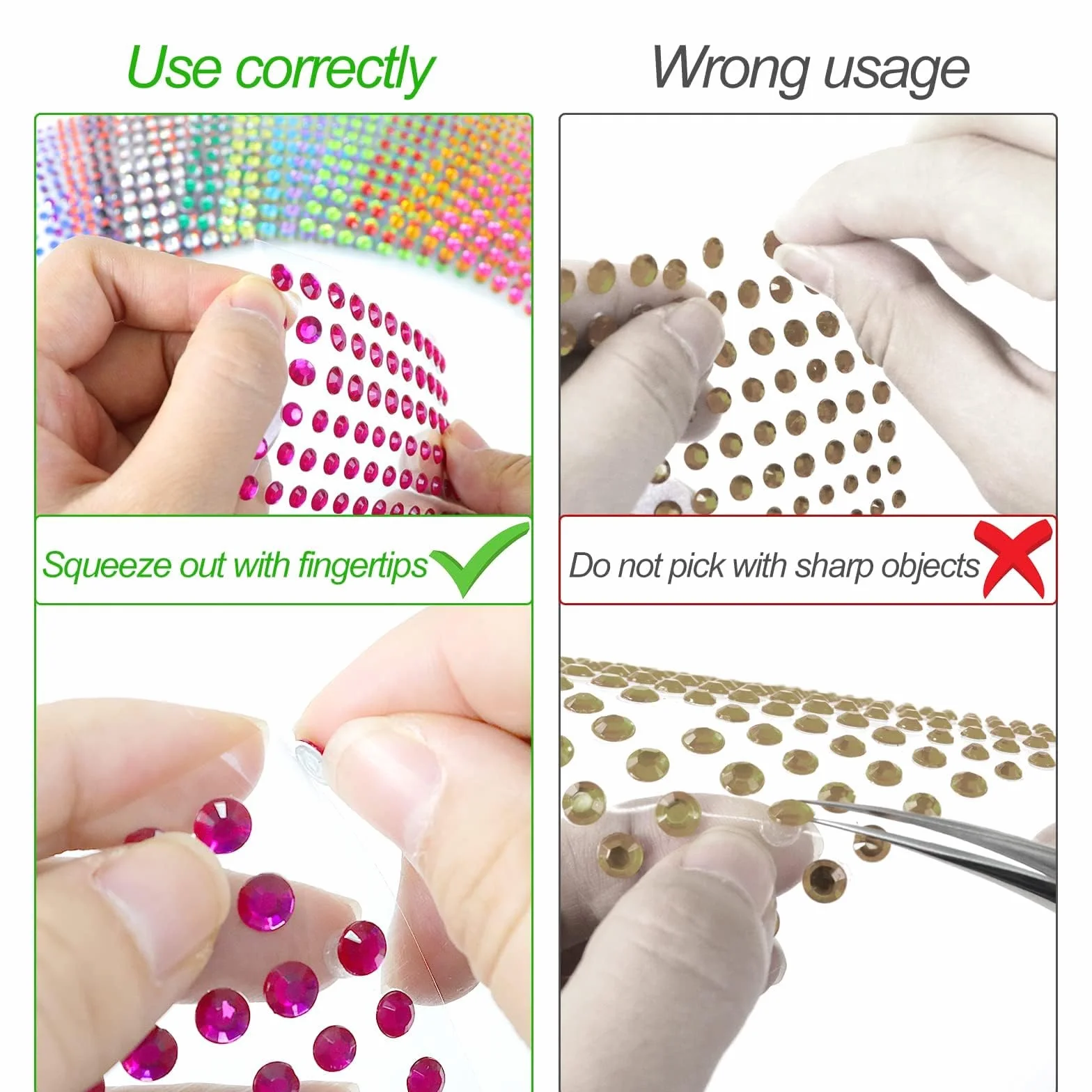 Sularpek 2300 Pcs Strass Visage Autocollants Auto-Adhésifs Colorés Lumineux Nail Art