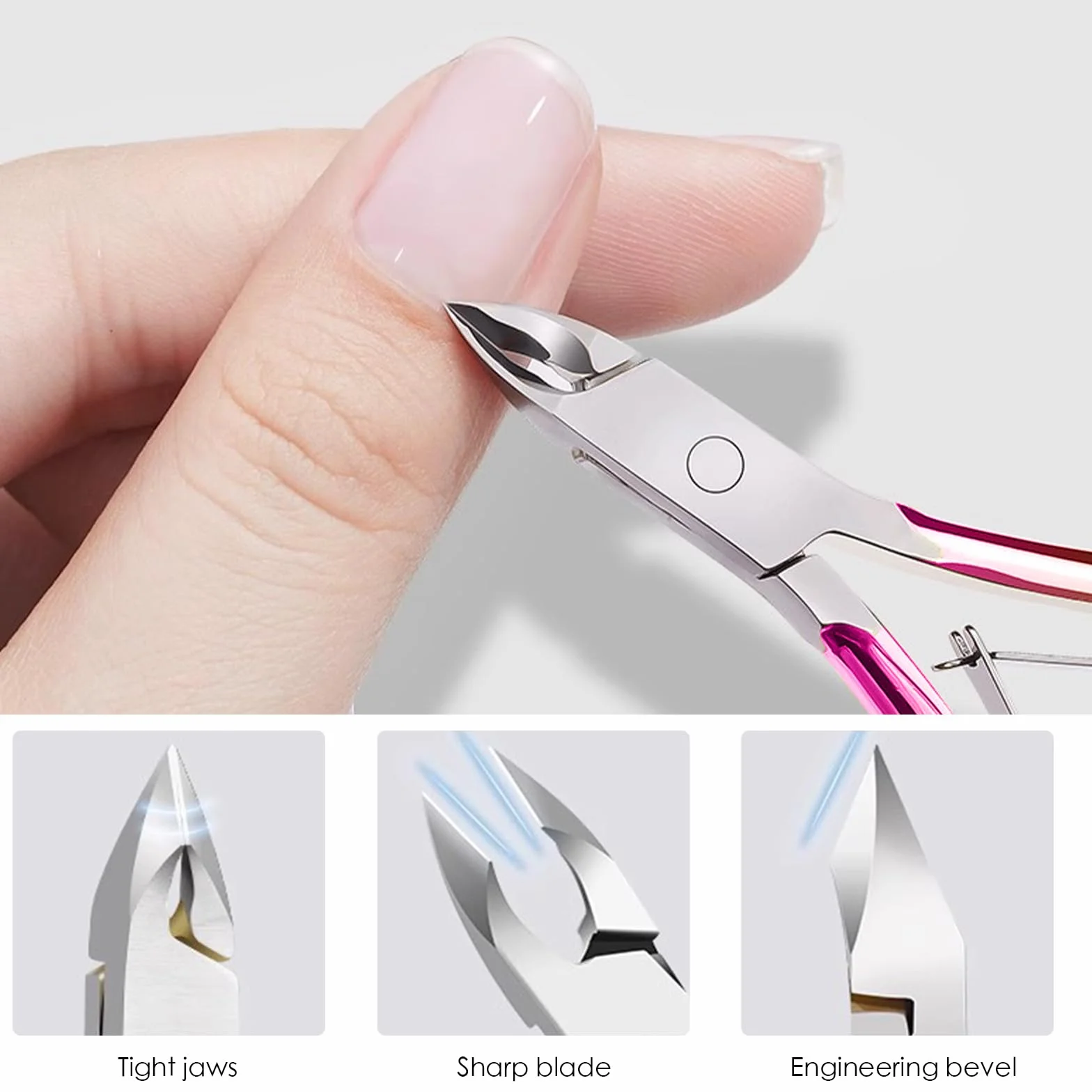 Pinces à Cuticules Acier Inoxydable Professionnel Ciseaux Ongles Dégradé Rose