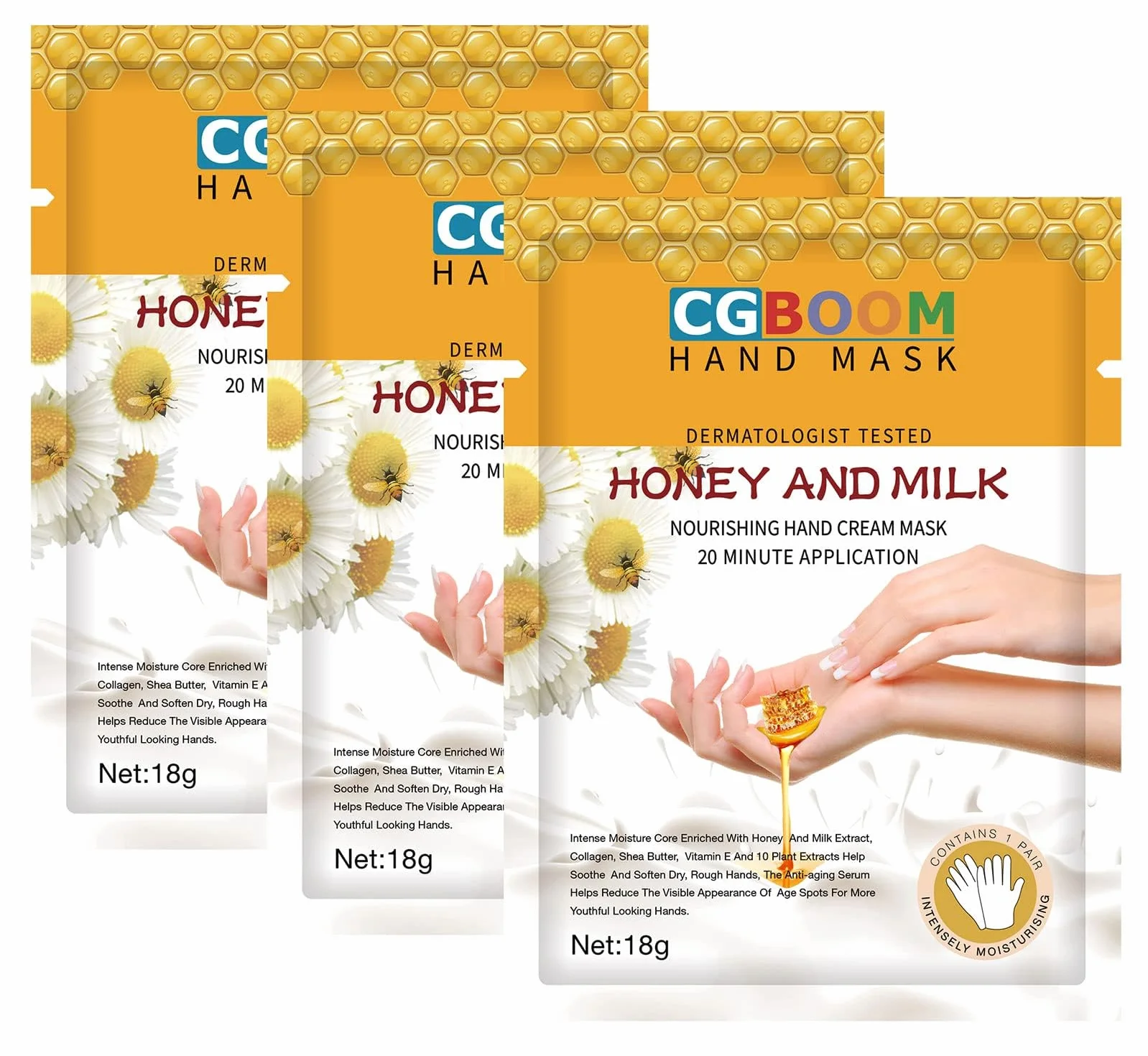 Masques hydratants exfoliants mains - Gants nourrissants peau sèche craquelée - Masque lait miel
