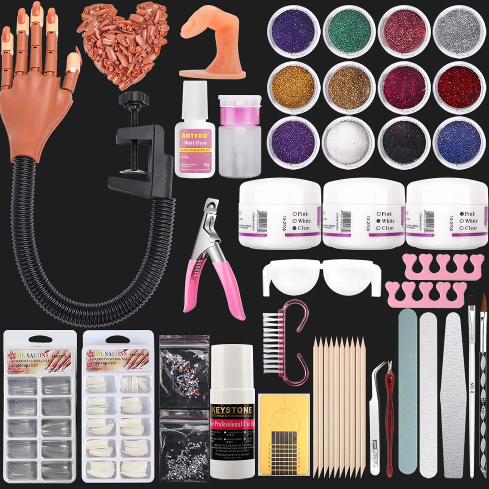 Deciniee Main D'Entrainement Manucure: Flexible Fausse Main pour Ongle - Main d Entrainement pour Ongle avec 300 Pièces Faux Ongles - Amovible Main Entrainement Ongles pour Manucure