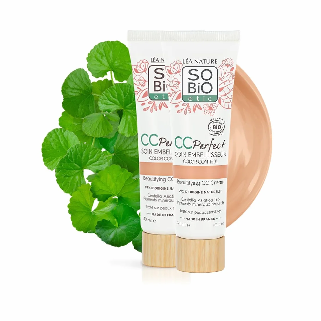 CC Crème Color Control certifiée Bio Clair Anti-rougeurs Centella asiatica bio Vegan Lot de 2x30 ml