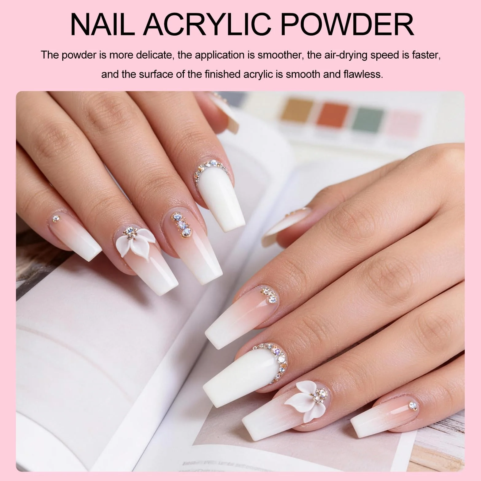 COSCELIA Kit Acrylique Ongles,3 Couleurs Nude Blanc Rose Poudre Acrylique pour Ongles 6 Couleurs Kit Faux Ongles Gel U V Complet avec Kit Lampe Vernis Semi Permanent Base Top Coat pour Débutants