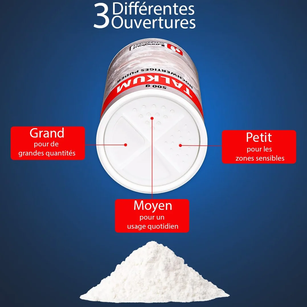 Poudre de talc pur 500 g – Adhérence maximale pour sport, escalade, fitness, pole dance