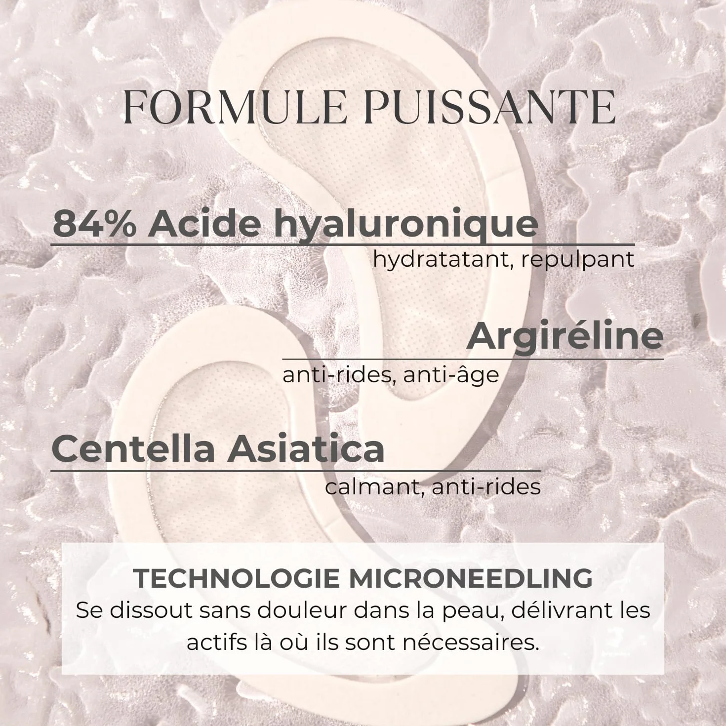 Patchs pour les yeux aux Micro-aiguilles Anti-poches Anti-rides Acide Hyaluronique Peptides 1 paire